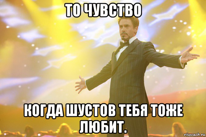 то чувство когда шустов тебя тоже любит., Мем Тони Старк (Роберт Дауни младший)