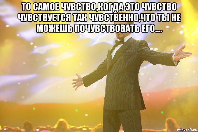 то самое чувство,когда это чувство чувствуется так чувственно,что ты не можешь почувствовать его.... , Мем Тони Старк (Роберт Дауни младший)