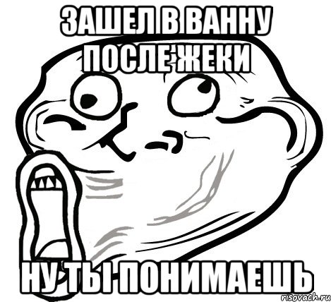 зашел в ванну после жеки ну ты понимаешь, Мем  Trollface LOL