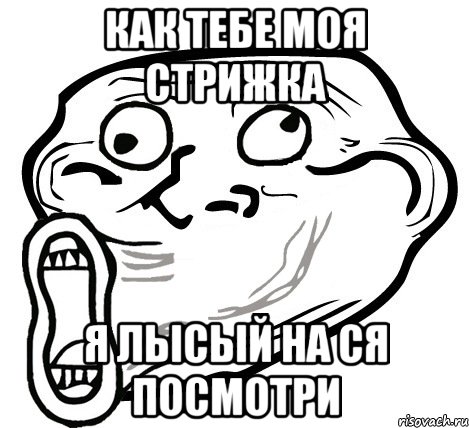 как тебе моя стрижка я лысый на ся посмотри, Мем  Trollface LOL