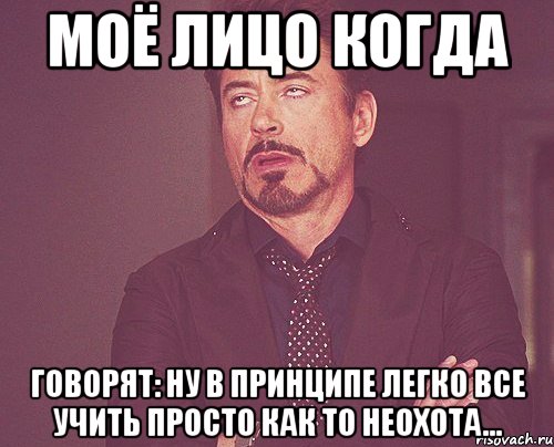 моё лицо когда говорят: ну в принципе легко все учить просто как то неохота..., Мем твое выражение лица