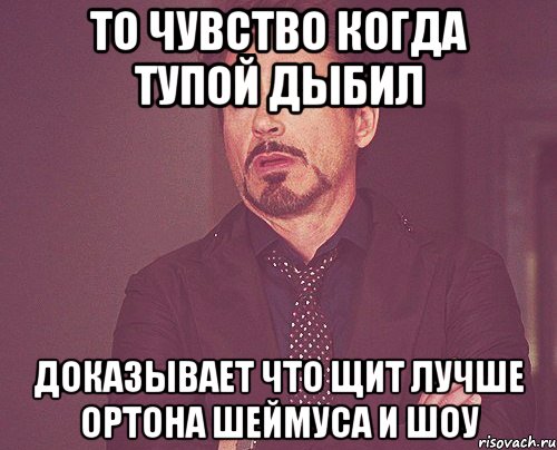 то чувство когда тупой дыбил доказывает что щит лучше ортона шеймуса и шоу, Мем твое выражение лица