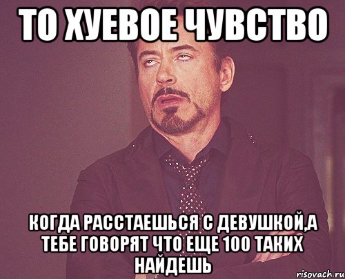 то хуевое чувство когда расстаешься с девушкой,а тебе говорят что еще 100 таких найдешь, Мем твое выражение лица