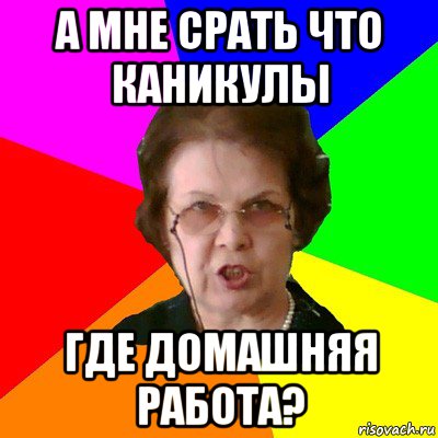 а мне срать что каникулы где домашняя работа?, Мем Типичная училка