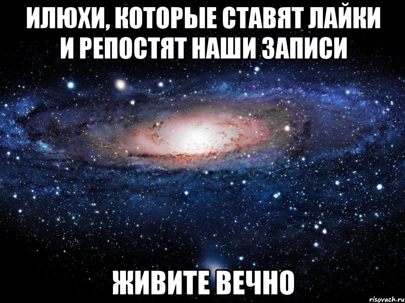 илюхи, которые ставят лайки и репостят наши записи живите вечно, Мем Вселенная