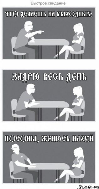 что делаешь на выходных? задрю весь день посоны, женюсь нахуй, Комикс Быстрое свидание