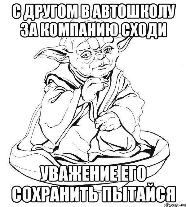 с другом в автошколу за компанию сходи уважение его сохранить пытайся, Мем Мастер Йода