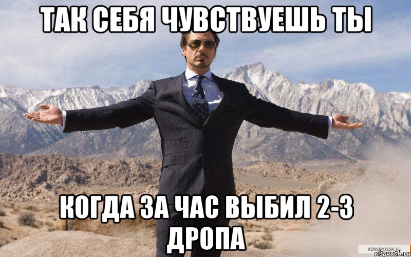 так себя чувствуешь ты когда за час выбил 2-3 дропа, Мем железный человек