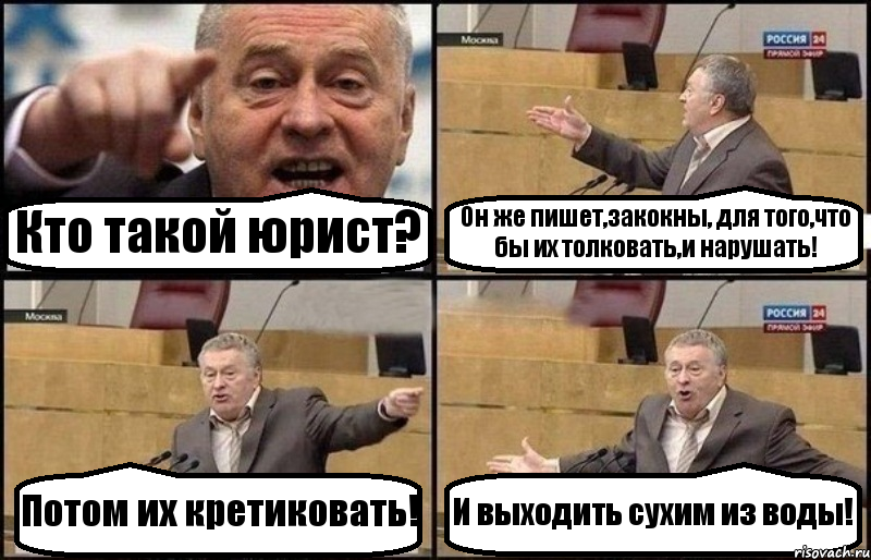 Кто такой юрист? Он же пишет,закокны, для того,что бы их толковать,и нарушать! Потом их кретиковать! И выходить сухим из воды!, Комикс Жириновский