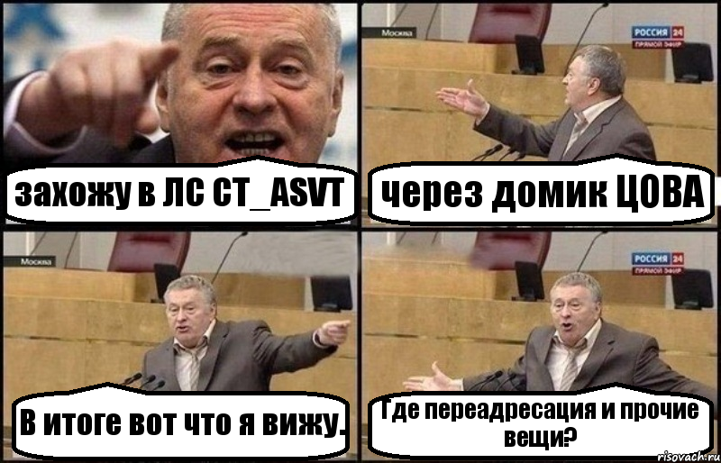 захожу в ЛС CT_ASVT через домик ЦОВА В итоге вот что я вижу. Где переадресация и прочие вещи?, Комикс Жириновский