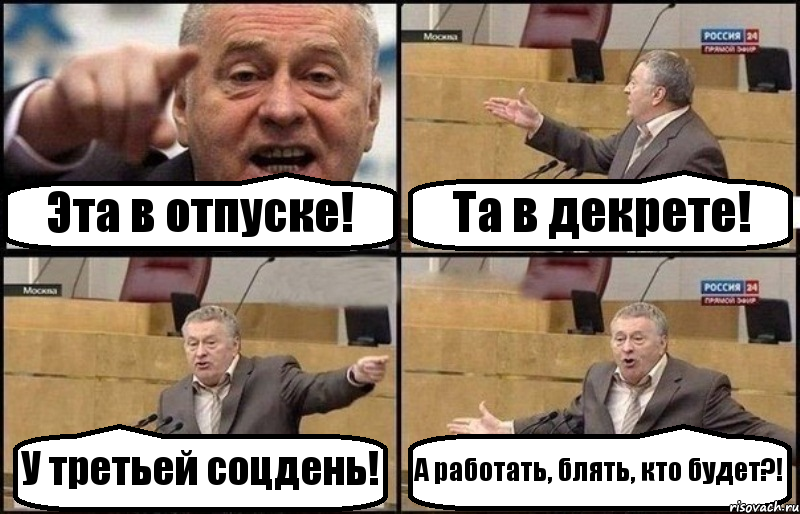 Эта в отпуске! Та в декрете! У третьей соцдень! А работать, блять, кто будет?!, Комикс Жириновский