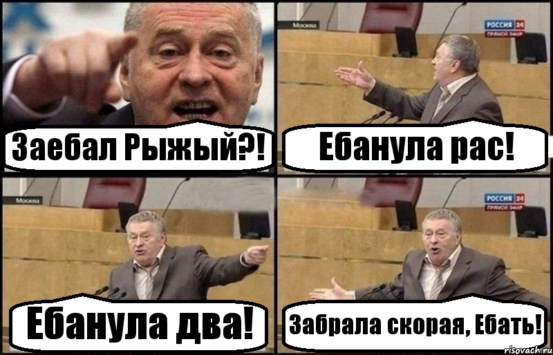 Заебал Рыжый?! Ебанула рас! Ебанула два! Забрала скорая, Ебать!, Комикс Жириновский