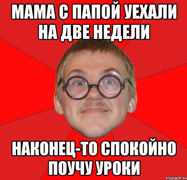 мама с папой уехали на две недели наконец-то спокойно поучу уроки, Мем Злой Типичный Ботан