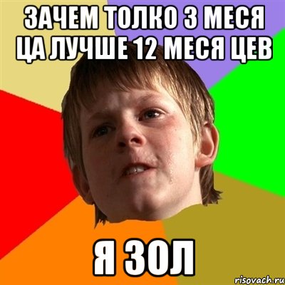 зачем толко 3 меся ца лучше 12 меся цев я зол, Мем Злой школьник