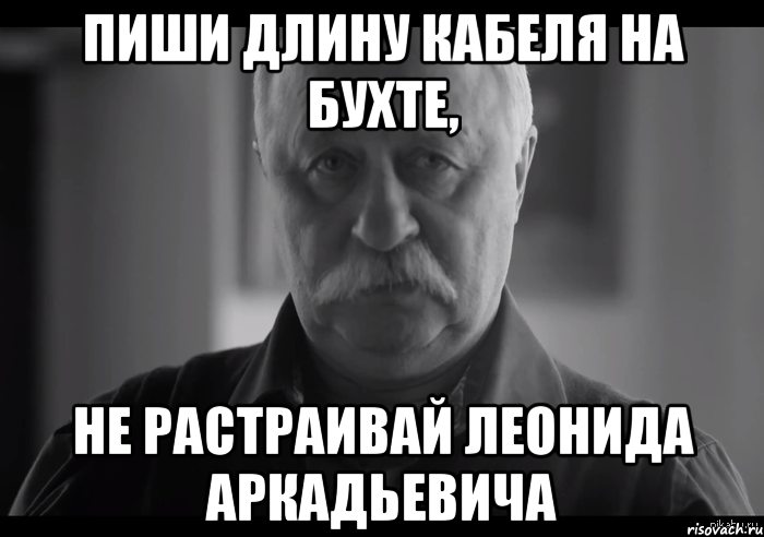 пиши длину кабеля на бухте, не растраивай леонида аркадьевича, Мем Не огорчай Леонида Аркадьевича