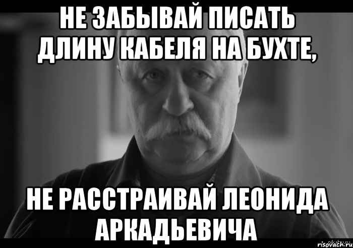 не забывай писать длину кабеля на бухте, не расстраивай леонида аркадьевича, Мем Не огорчай Леонида Аркадьевича