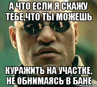 а что если я скажу тебе,что ты можешь куражить на участке, не обнимаясь в бане, Мем  а что если я скажу тебе