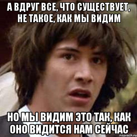 а вдруг все, что существует, не такое, как мы видим но мы видим это так, как оно видится нам сейчас, Мем А что если (Киану Ривз)