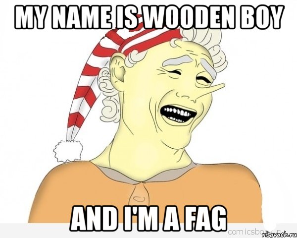 my name is wooden boy and i'm a fag, Мем буратино