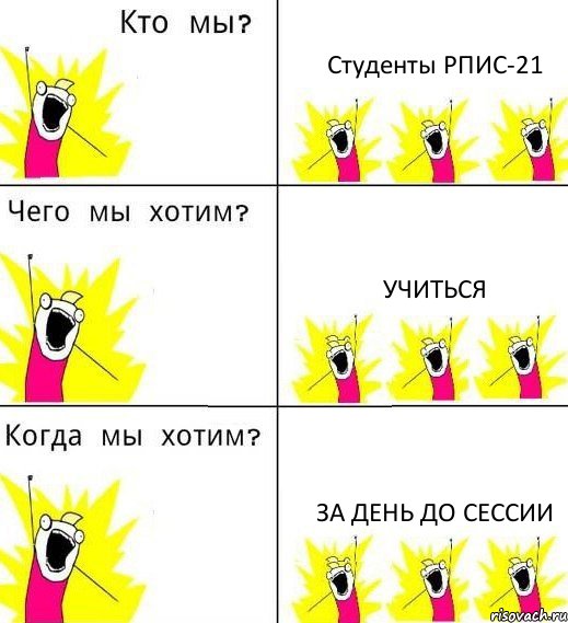 Студенты РПИС-21 Учиться За день до сессии, Комикс Что мы хотим