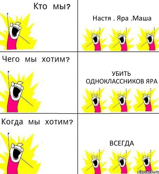 Настя . Яра .Маша Убить одноклассников Яра Всегда, Комикс Что мы хотим