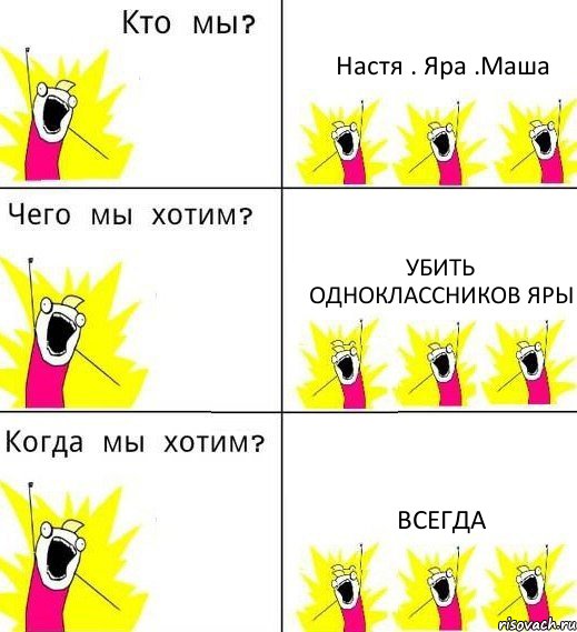 Настя . Яра .Маша Убить одноклассников Яры Всегда, Комикс Что мы хотим