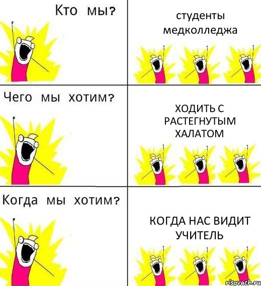 студенты медколледжа ходить с растегнутым халатом когда нас видит учитель, Комикс Что мы хотим