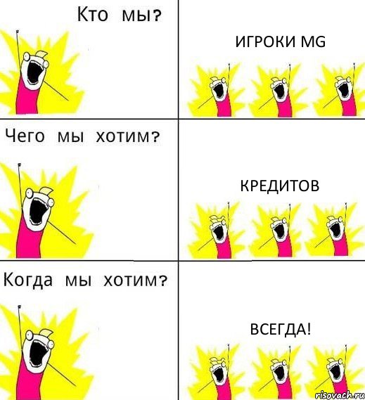 ИГРОКИ MG КРЕДИТОВ ВСЕГДА!, Комикс Что мы хотим