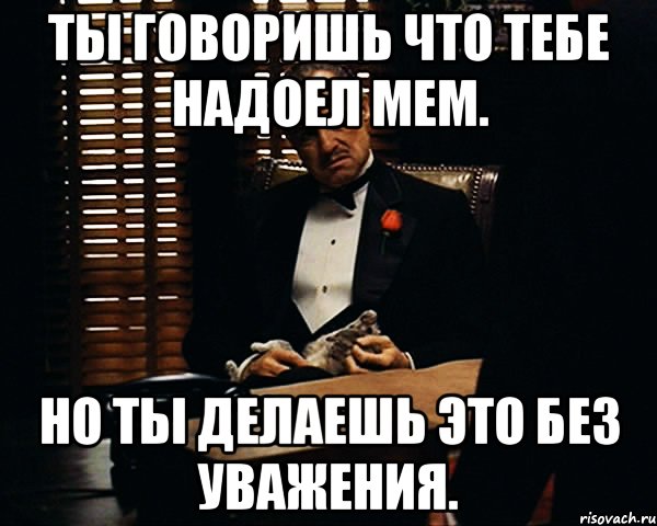 ты говоришь что тебе надоел мем. но ты делаешь это без уважения.