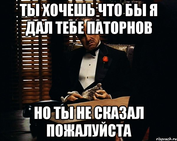 ты хочешь что бы я дал тебе паторнов но ты не сказал пожалуйста, Мем Дон Вито Корлеоне