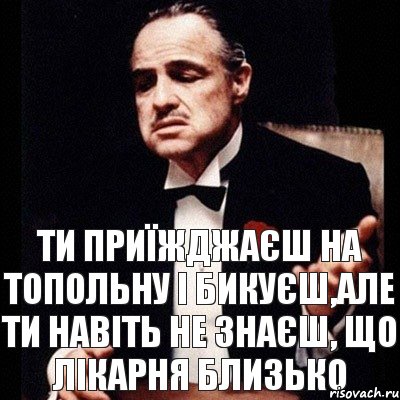 ти приїжджаєш на топольну і бикуєш,але ти навіть не знаєш, що лікарня близько, Комикс Дон Вито Корлеоне 1