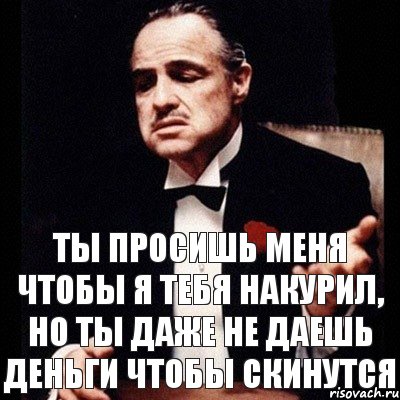 Ты просишь меня чтобы я тебя накурил, но ты даже не даешь деньги чтобы скинутся