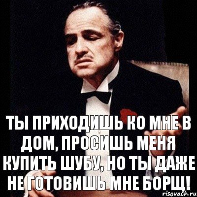 Ты приходишь ко мне в дом, просишь меня купить шубу, но ты даже не готовишь мне борщ!, Комикс Дон Вито Корлеоне 1