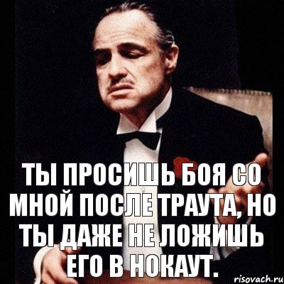 Ты просишь боя со мной после Траута, но ты даже не ложишь его в нокаут.