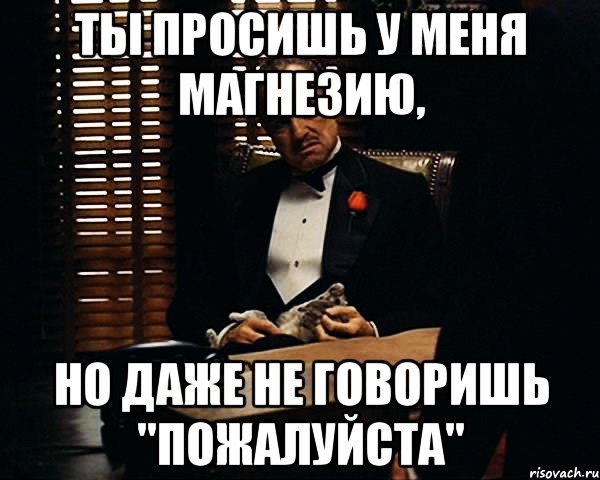 ты просишь у меня магнезию, но даже не говоришь "пожалуйста", Мем Дон Вито Корлеоне