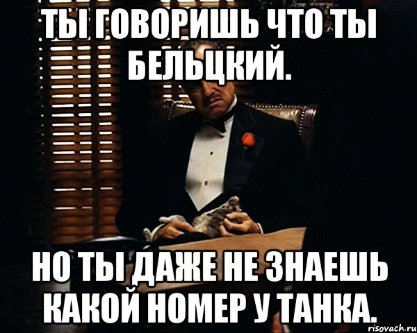 ты говоришь что ты бельцкий. но ты даже не знаешь какой номер у танка., Мем Дон Вито Корлеоне