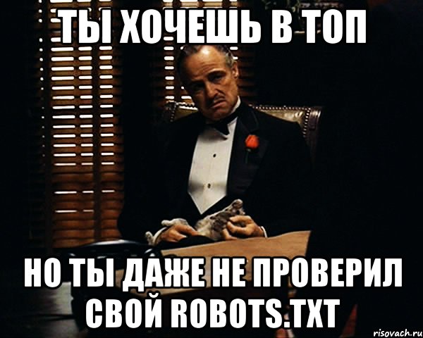 ты хочешь в топ но ты даже не проверил свой robots.txt, Мем Дон Вито Корлеоне