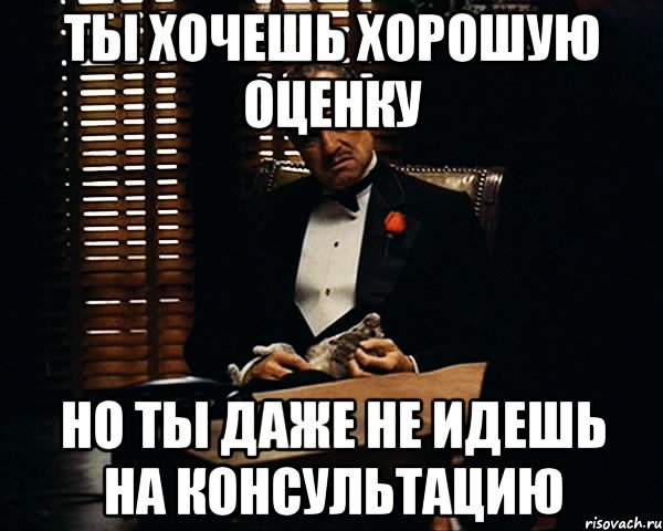 ты хочешь хорошую оценку но ты даже не идешь на консультацию, Мем Дон Вито Корлеоне