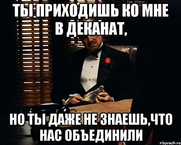 ты приходишь ко мне в деканат, но ты даже не знаешь,что нас объединили, Мем Дон Вито Корлеоне