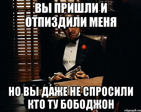 вы пришли и отпиздили меня но вы даже не спросили кто ту бободжон, Мем Дон Вито Корлеоне