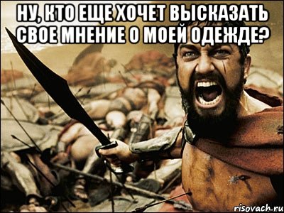 ну, кто еще хочет высказать свое мнение о моей одежде? , Мем Это Спарта