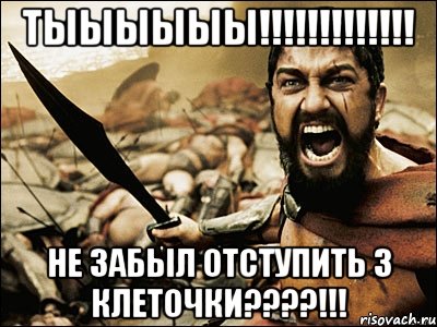 тыыыыыы!!! не забыл отступить 3 клеточки???!!!, Мем Это Спарта