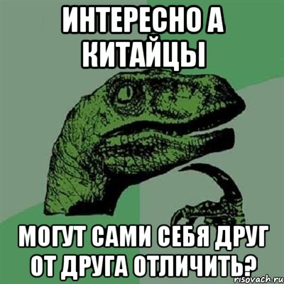 интересно а китайцы могут сами себя друг от друга отличить?, Мем Филосораптор