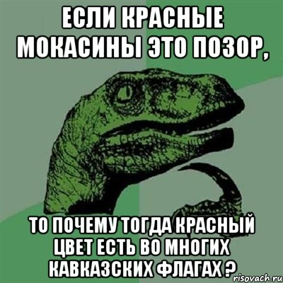 если красные мокасины это позор, то почему тогда красный цвет есть во многих кавказских флагах ?, Мем Филосораптор