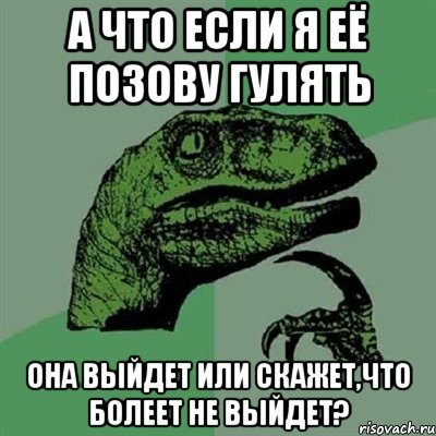 а что если я её позову гулять она выйдет или скажет,что болеет не выйдет?, Мем Филосораптор