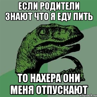 если родители знают что я еду пить то нахера они меня отпускают, Мем Филосораптор