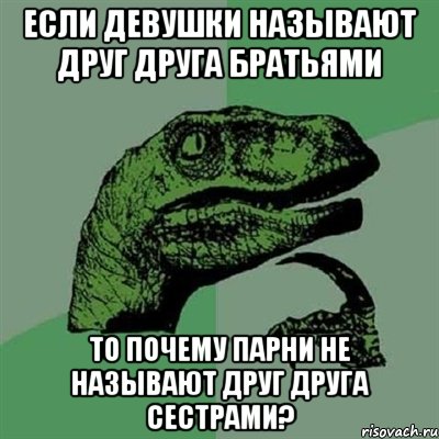 если девушки называют друг друга братьями то почему парни не называют друг друга сестрами?, Мем Филосораптор