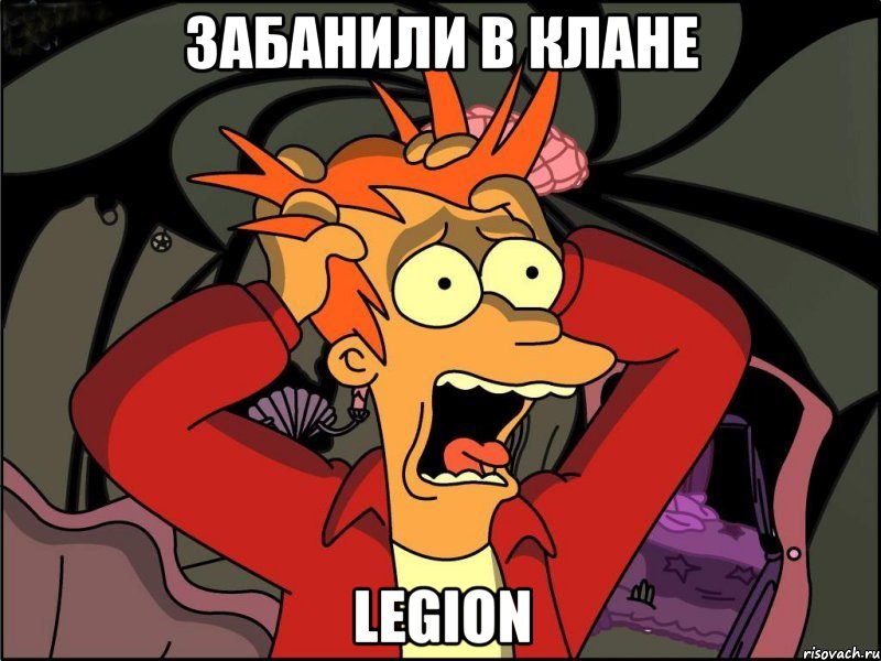 забанили в клане legion, Мем Фрай в панике