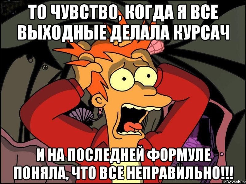 то чувство, когда я все выходные делала курсач и на последней формуле поняла, что все неправильно!!!, Мем Фрай в панике