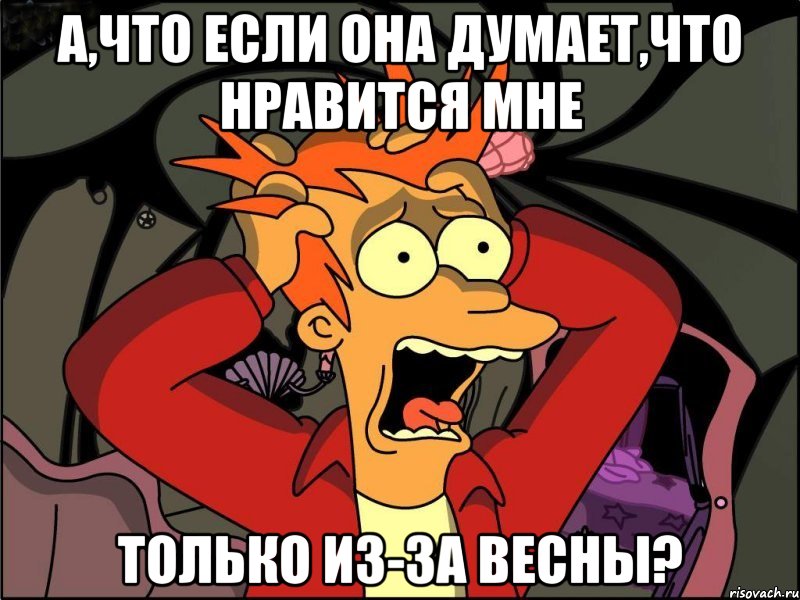 а,что если она думает,что нравится мне только из-за весны?, Мем Фрай в панике